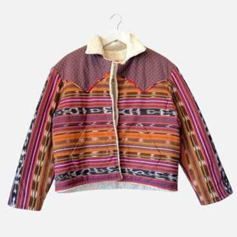 NEW Alix of Bohemia Sundowner Ochre Guatemalan Ikat Jacket Red Size: Medium - Picture 8 of 9